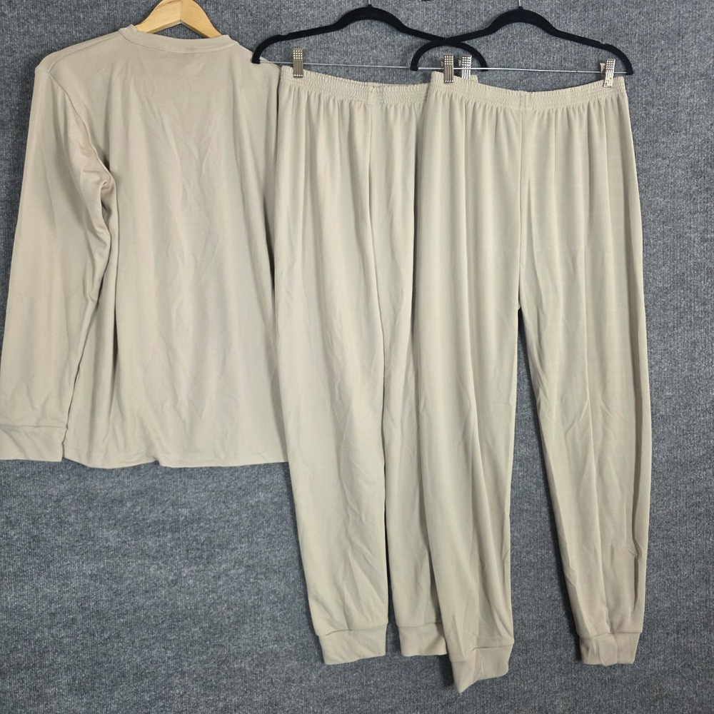Advantage Wear & Gear Thermal Set 3 Pc L Tan Long Johns Pants Long Sleeve Shirt - Picture 3 of 7
